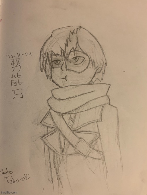 Todoroki(I drew this!) | image tagged in my hero academia,anime,shoto,todoroki,art,class 1-a | made w/ Imgflip meme maker