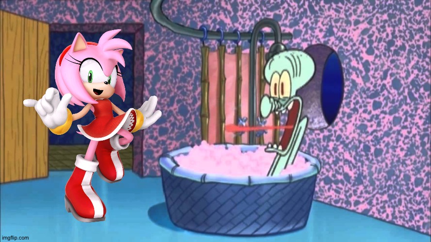 Amy goes to Squidward's house | image tagged in who dropped by squidward's house | made w/ Imgflip meme maker