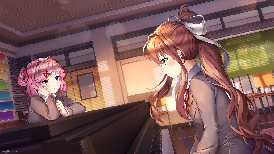 And this be my second favorite CG in DDLC Plus, number one is the one where the club takes a selfie together :0 | made w/ Imgflip meme maker
