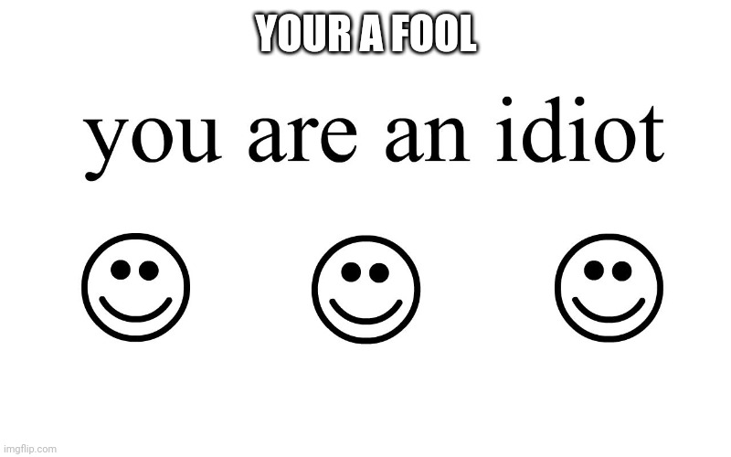 You Are An Idiot!! | YOUR A FOOL | image tagged in you are an idiot | made w/ Imgflip meme maker