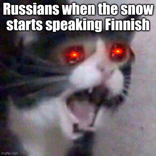 Cat Screaming | Russians when the snow starts speaking Finnish | image tagged in cat screaming | made w/ Imgflip meme maker