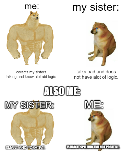 High Quality me and my sisters weakness Blank Meme Template