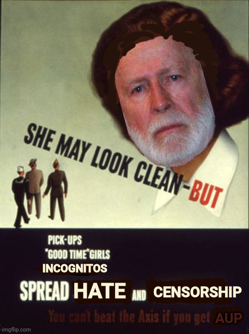 Don't take a chance! Be safe! | CENSORSHIP; HATE; INCOGNITOS; AUP | image tagged in incognito guy,cant be trusted,vote,libertarian | made w/ Imgflip meme maker