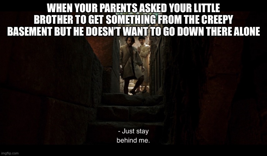 The Chosen | WHEN YOUR PARENTS ASKED YOUR LITTLE BROTHER TO GET SOMETHING FROM THE CREEPY BASEMENT BUT HE DOESN’T WANT TO GO DOWN THERE ALONE | image tagged in the chosen | made w/ Imgflip meme maker