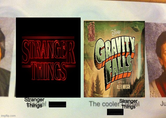 The Cooler Stranger Things |  Stranger Things; Stranger Things | image tagged in the cooler daniel,stranger things,gravity falls | made w/ Imgflip meme maker