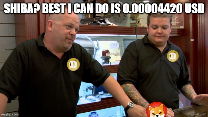 SHIBA? | SHIBA? BEST I CAN DO IS 0.00004420 USD | image tagged in pawn stars best i can do | made w/ Imgflip meme maker