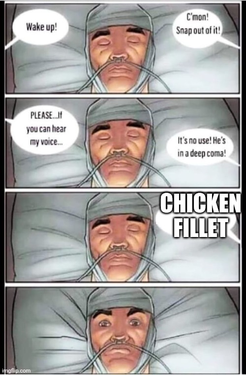 If you get it you get it | CHICKEN FILLET | image tagged in deep coma meme | made w/ Imgflip meme maker