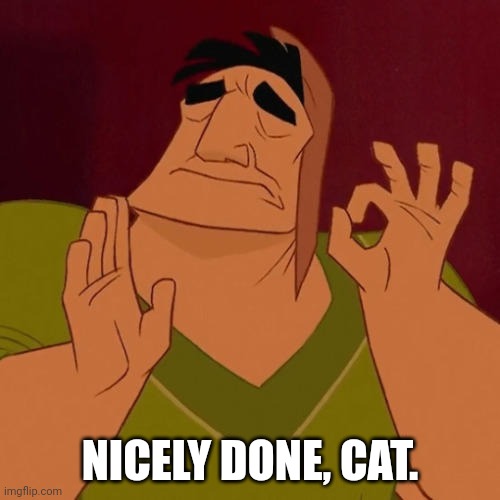 When X just right | NICELY DONE, CAT. | image tagged in when x just right | made w/ Imgflip meme maker