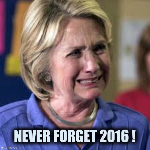 Crying Hillary Clinton | NEVER FORGET 2016 ! | image tagged in crying hillary clinton | made w/ Imgflip meme maker