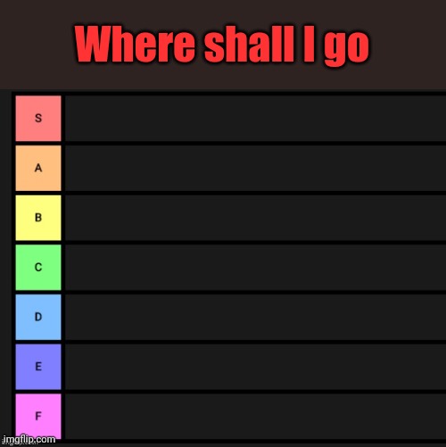 Tier List | Where shall I go | image tagged in tier list | made w/ Imgflip meme maker
