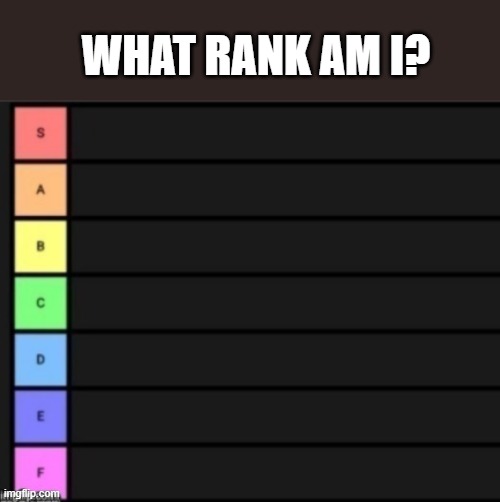 e | WHAT RANK AM I? | image tagged in memes | made w/ Imgflip meme maker