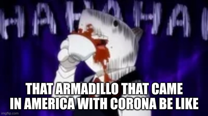 MWAHHHHAAAAAHHHHHAAAA | THAT ARMADILLO THAT CAME IN AMERICA WITH CORONA BE LIKE | image tagged in amadillo,anime | made w/ Imgflip meme maker