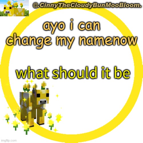 m O o | ayo i can change my namenow; what should it be | image tagged in m o o | made w/ Imgflip meme maker