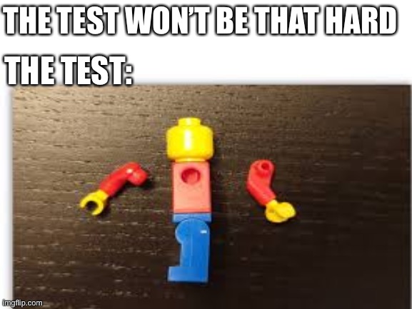 THE TEST WON’T BE THAT HARD; THE TEST: | image tagged in funny | made w/ Imgflip meme maker