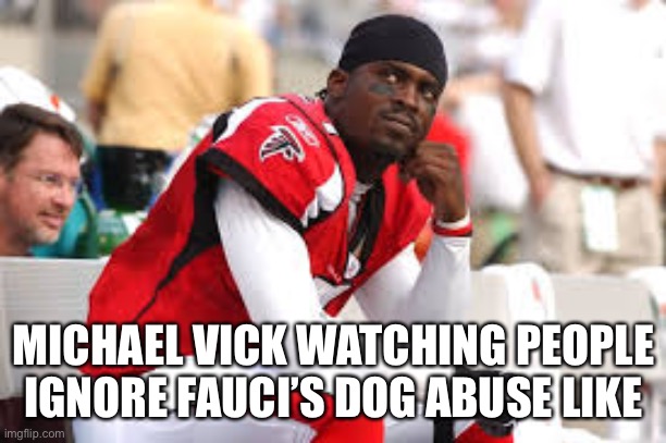 Vick vs Fauci | MICHAEL VICK WATCHING PEOPLE IGNORE FAUCI’S DOG ABUSE LIKE | image tagged in fauci | made w/ Imgflip meme maker