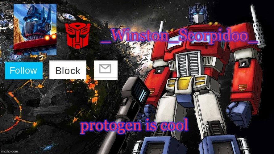 Winston Optimus Template | protogen is cool | image tagged in winston optimus template | made w/ Imgflip meme maker