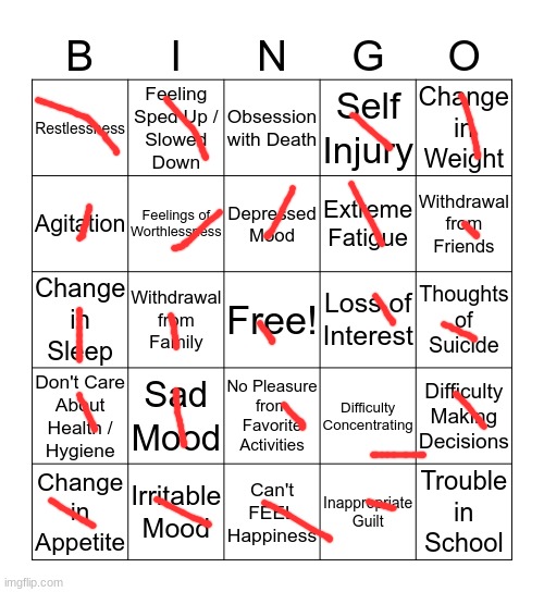 yay? | image tagged in depression bingo 1 | made w/ Imgflip meme maker