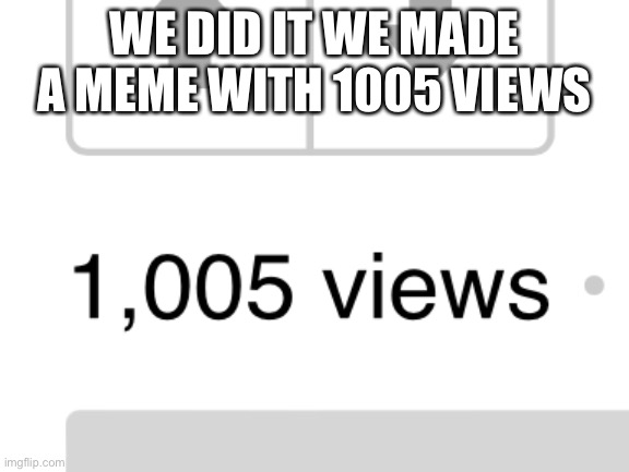 WE DID IT WE MADE A MEME WITH 1005 VIEWS | image tagged in funny memes,aaaaand its gone,fun | made w/ Imgflip meme maker