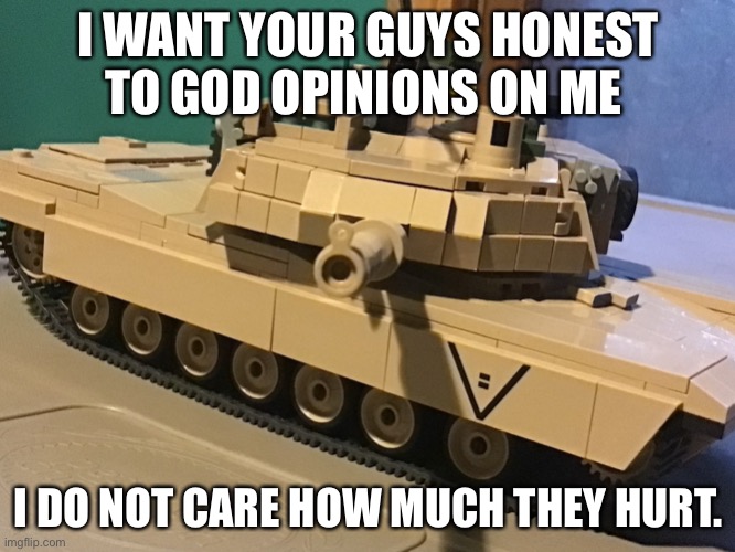 Cobi tonker | I WANT YOUR GUYS HONEST TO GOD OPINIONS ON ME; I DO NOT CARE HOW MUCH THEY HURT. | image tagged in cobi tonker,tonk,lego,oh wow are you actually reading these tags | made w/ Imgflip meme maker
