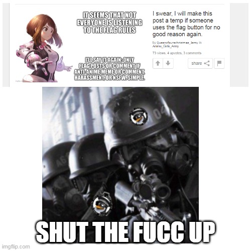 CRINGE! | SHUT THE FUCC UP | image tagged in meme,anti anime,a t f | made w/ Imgflip meme maker