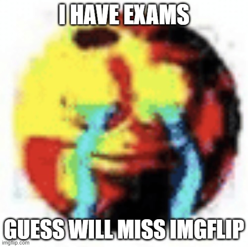 crying alot, | I HAVE EXAMS; GUESS WILL MISS IMGFLIP | image tagged in cries,heart is paining,i am feeling existential crisis | made w/ Imgflip meme maker