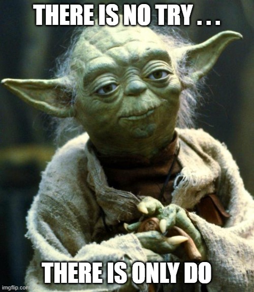 Star Wars Yoda Meme | THERE IS NO TRY . . . THERE IS ONLY DO | image tagged in memes,star wars yoda | made w/ Imgflip meme maker