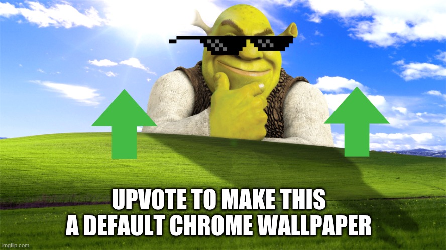upvote this to 1m | UPVOTE TO MAKE THIS A DEFAULT CHROME WALLPAPER | image tagged in jk,google chrome,wallpapers,hot,shrek,upvote | made w/ Imgflip meme maker