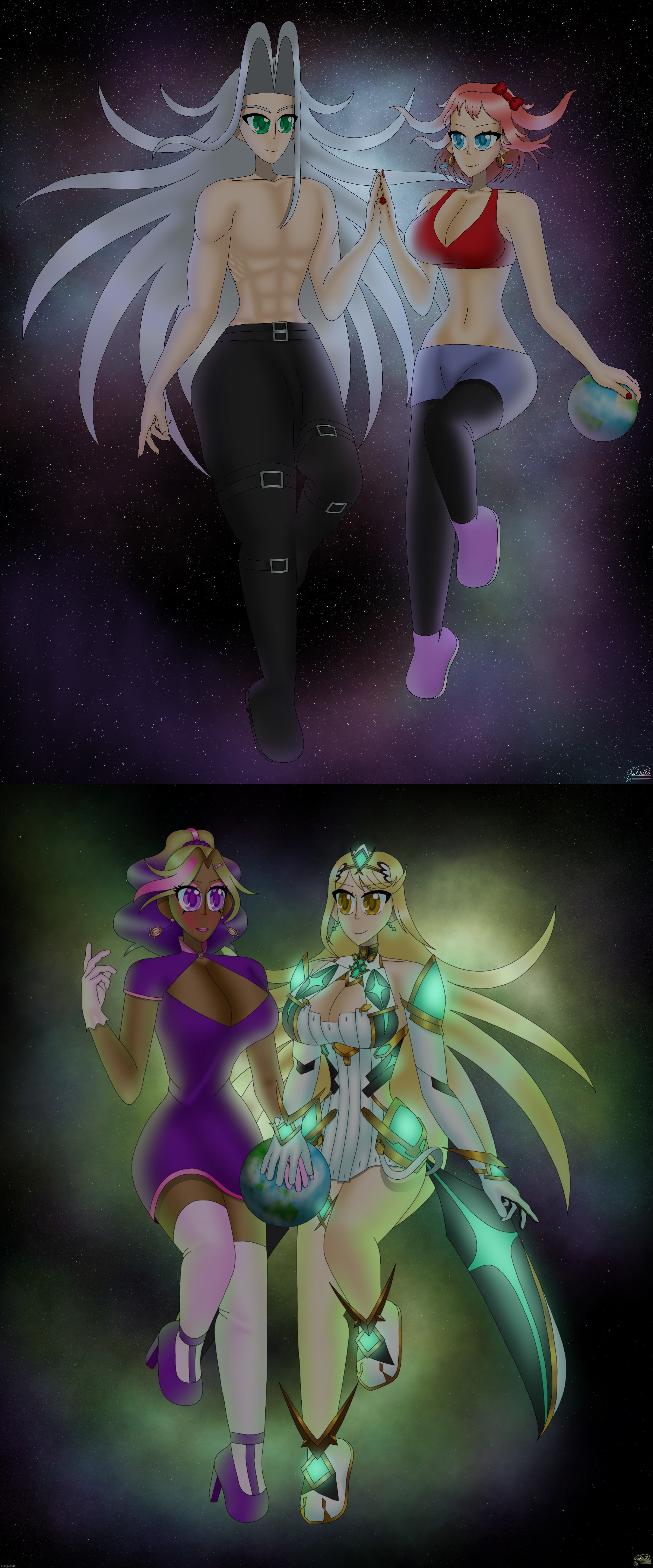 image tagged in kashiko murasaki and mythra | made w/ Imgflip meme maker