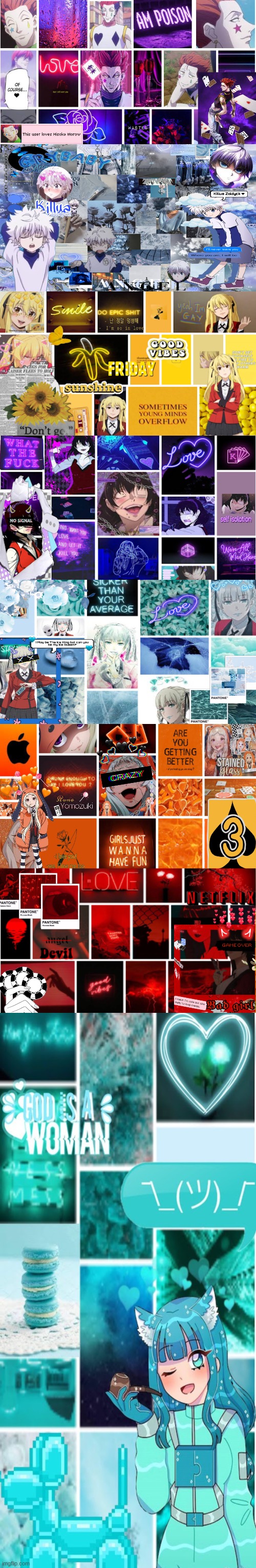 All of my collages ive made lately! omg killua is my newest one and i love it! | made w/ Imgflip meme maker