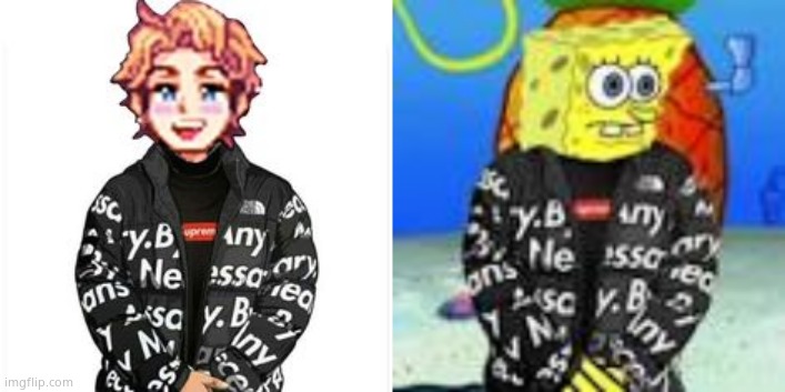 image tagged in senpai drip,spongebob drip | made w/ Imgflip meme maker