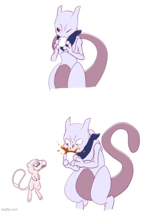 mew's stuck in a cup | image tagged in mewtwo reaction pokemom | made w/ Imgflip meme maker