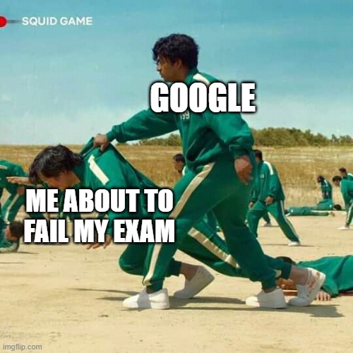 Squid Game | GOOGLE; ME ABOUT TO FAIL MY EXAM | image tagged in squid game | made w/ Imgflip meme maker