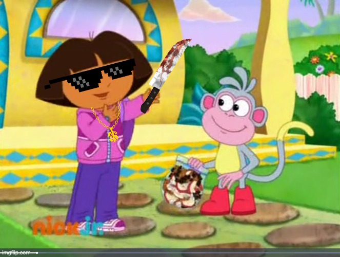 Dora Being Piggy | image tagged in lucky dora,dora the explorer,roblox piggy,granny,piggy | made w/ Imgflip meme maker