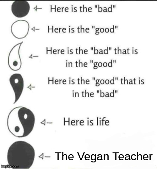 Mmmm bacon tastes good | The Vegan Teacher | image tagged in here is the bad,that vegan teacher | made w/ Imgflip meme maker