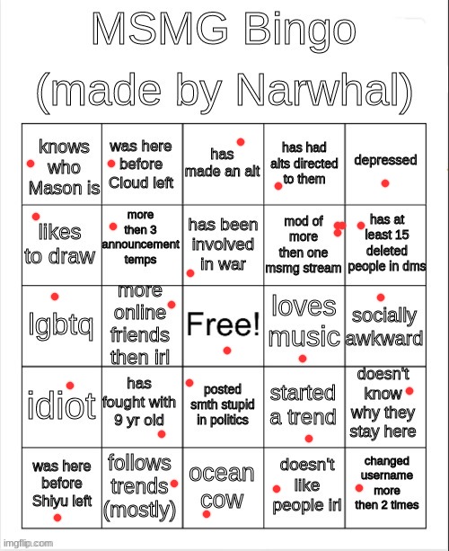 n i c e | image tagged in msmg bingo | made w/ Imgflip meme maker