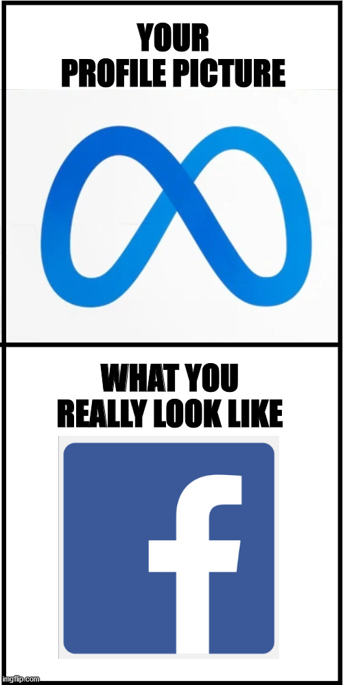 When Facebook changes its name | YOUR PROFILE PICTURE; WHAT YOU REALLY LOOK LIKE | image tagged in facebook,mark zuckerberg | made w/ Imgflip meme maker