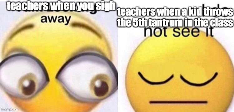 I do not see it | teachers when you sigh; teachers when a kid throws the 5th tantrum in the class | image tagged in i do not see it | made w/ Imgflip meme maker