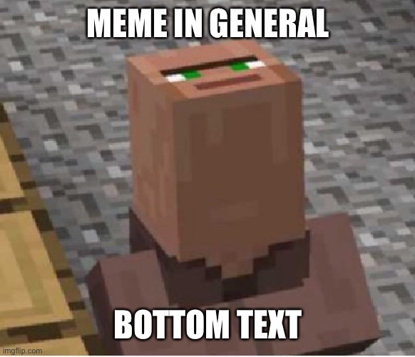 Minecraft Villager Looking Up | MEME IN GENERAL; BOTTOM TEXT | image tagged in minecraft villager looking up | made w/ Imgflip meme maker