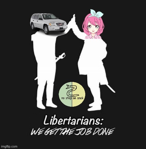 Experienced streamers with a do-it-yourself attitude, ready to work from Day 1. | image tagged in libertarian alliance we get the job done,libertarians,libertarian alliance,envoy,jemy,imgflip_presidents | made w/ Imgflip meme maker