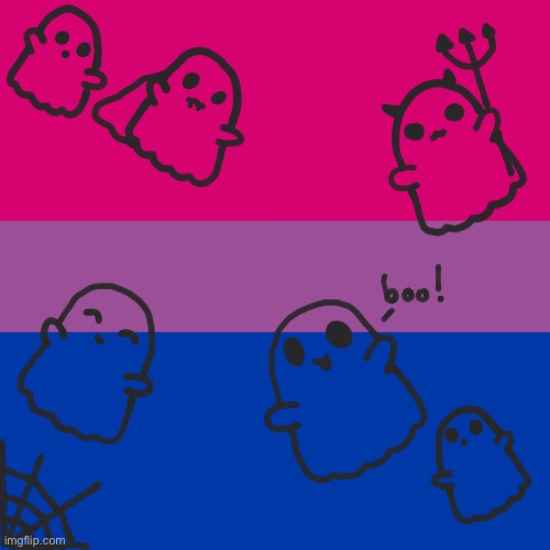 Spooky bi art | image tagged in spooktober,art,bisexual,lgbtq,pride | made w/ Imgflip meme maker