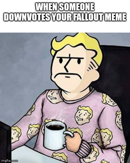 Angry fallout | WHEN SOMEONE DOWNVOTES YOUR FALLOUT MEME | image tagged in angry fallout | made w/ Imgflip meme maker