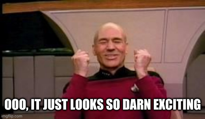 Happy Picard | OOO, IT JUST LOOKS SO DARN EXCITING | image tagged in happy picard | made w/ Imgflip meme maker