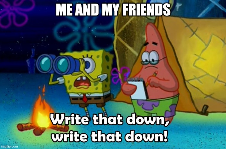 write that down | ME AND MY FRIENDS | image tagged in write that down | made w/ Imgflip meme maker