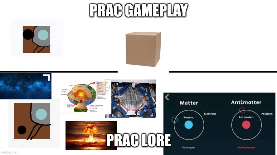 gameplay vs lore | PRAC GAMEPLAY; PRAC LORE | image tagged in gameplay vs lore | made w/ Imgflip meme maker