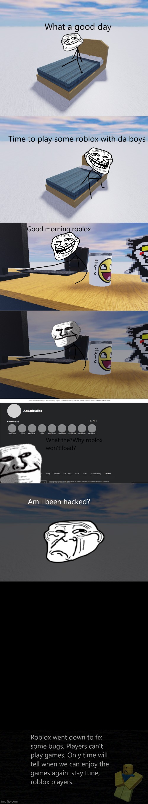 Sad news  for roblox players :( | image tagged in roblox,memes,trollface,trollge,drama | made w/ Imgflip meme maker