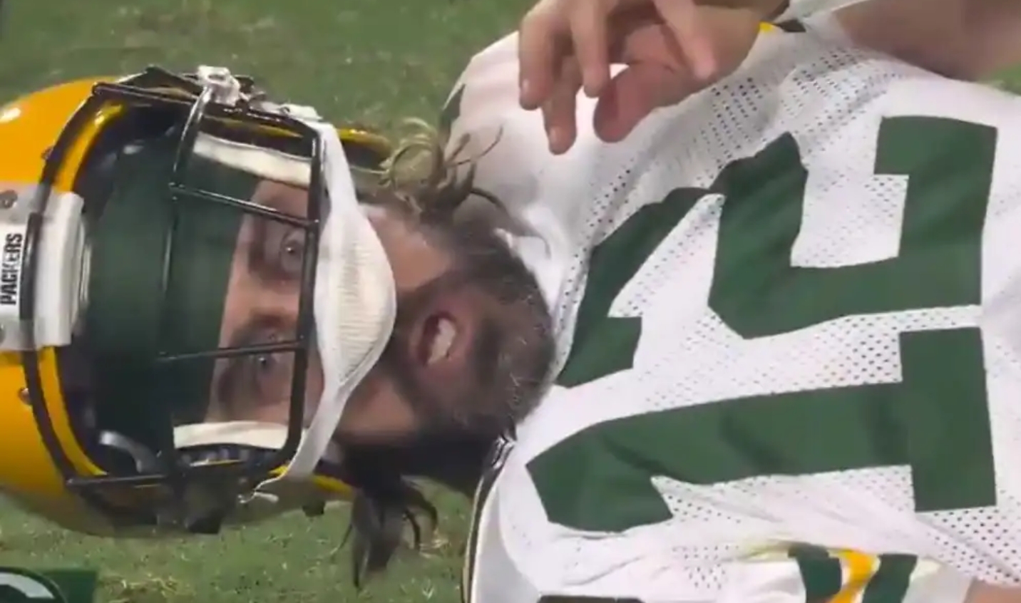 High Quality Aaron Rodgers late hit face Blank Meme Template