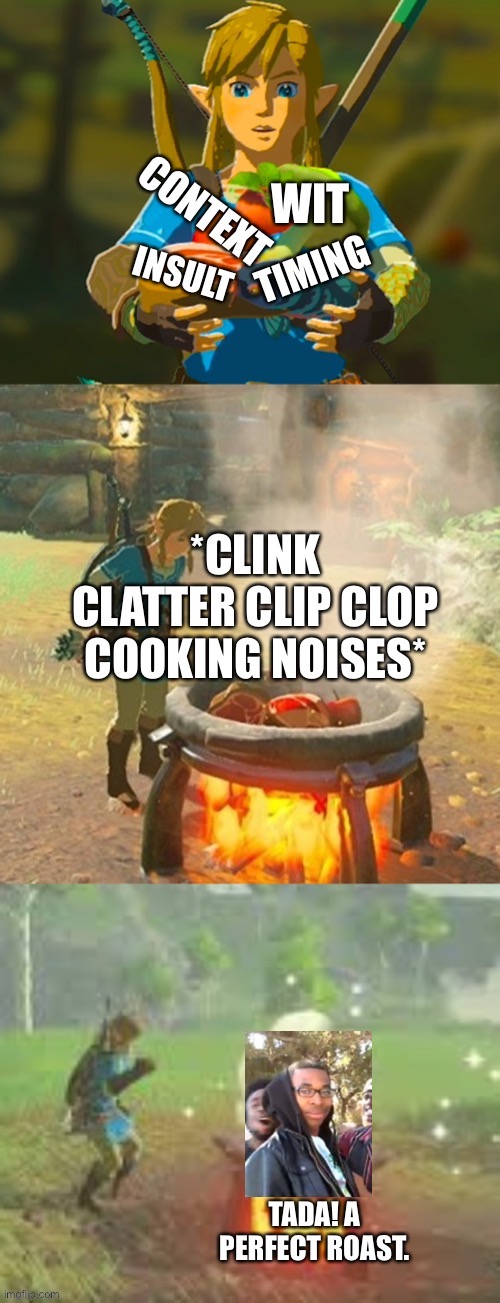 Creative and clever title | image tagged in botw,zelda,legend of zelda,the legend of zelda,the legend of zelda breath of the wild,cooking | made w/ Imgflip meme maker