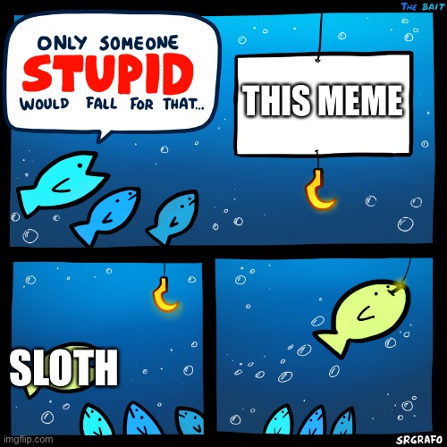 Only Someone Stupid SrGrafo | THIS MEME SLOTH | image tagged in only someone stupid srgrafo | made w/ Imgflip meme maker