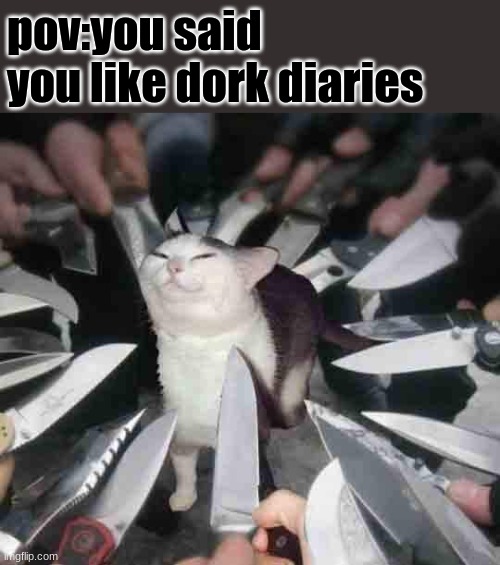 Knife Cat | pov:you said you like dork diaries | image tagged in knife cat | made w/ Imgflip meme maker
