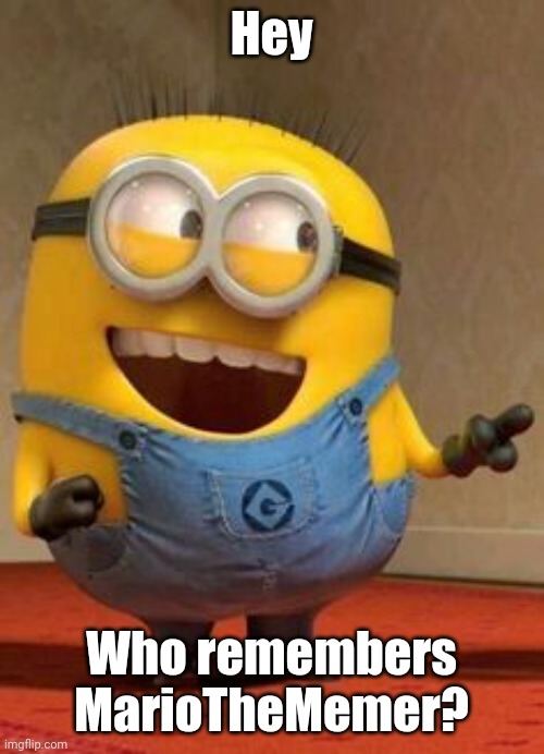 Hey guy minion | Hey; Who remembers MarioTheMemer? | image tagged in hey guy minion | made w/ Imgflip meme maker